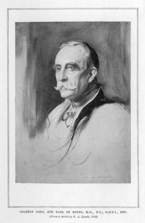 GILBERT JOHN, 4TH EARL OF MINTO, K.G., P.C., G.C.S.I., ETC.  (<I>From a sketch by P. A. Laszl�, 1912</I>)
