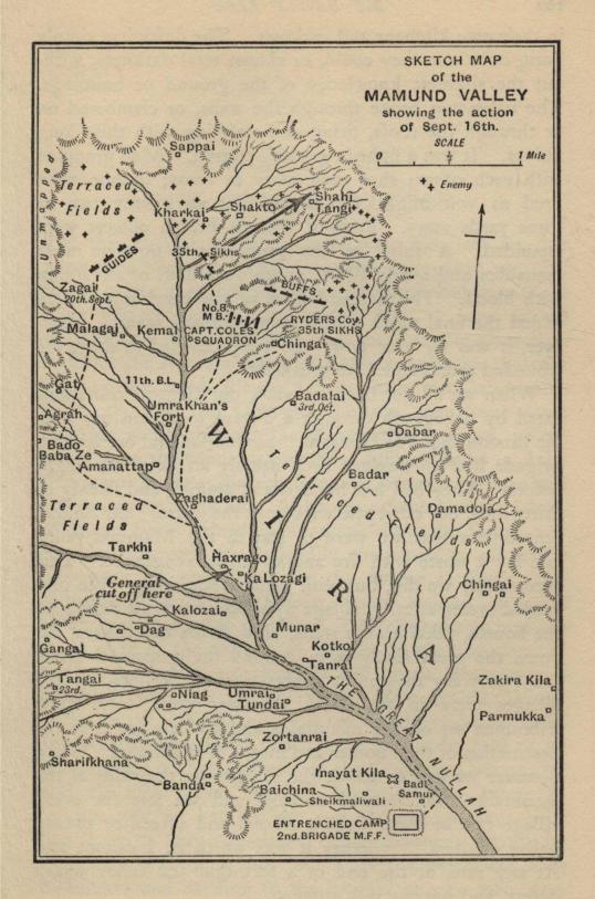 SKETCH MAP of the MAMUND VALLEY showing the action of Sept. 16th.
