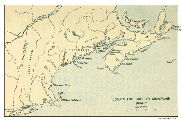 COASTS EXPLORED BY CHAMPLAIN