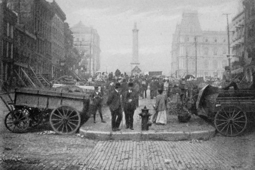 In the marketplace near the Nelson Monument