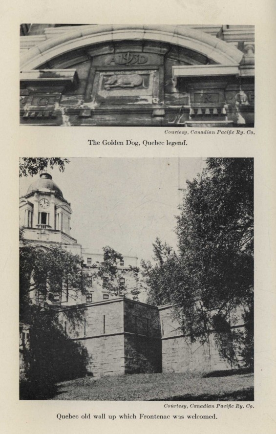 The Golden Dog, Quebec legend.  Quebec old wall up which Frontenac was welcomed.