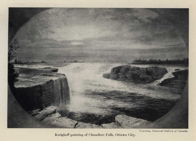 Kreighoff painting of Chaudi�re Falls, Ottawa City.