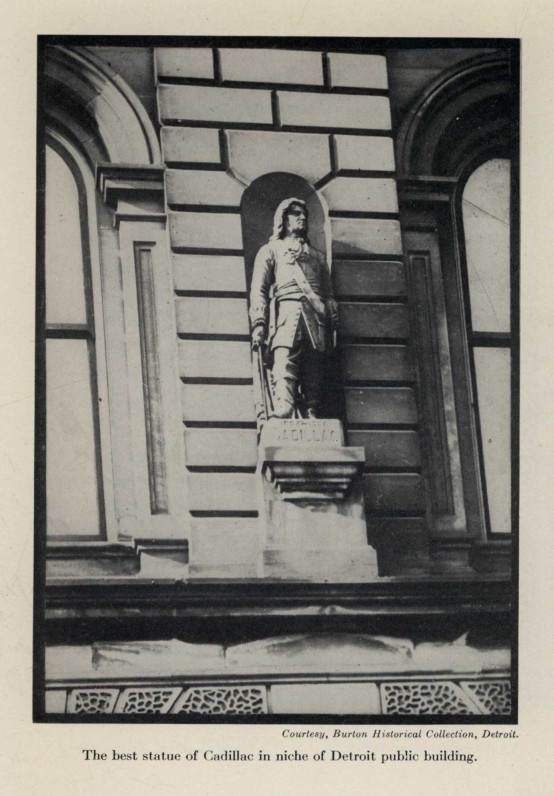 The best statue of Cadillac in niche of Detroit public building.