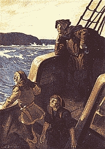 THE MYSTERY OF THE NEW LAND From a colour drawing by C.
W. Jefferys