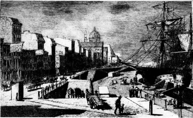 A View of the Water Front During the Intermediate Stage
of the Port of Montreal's Development.