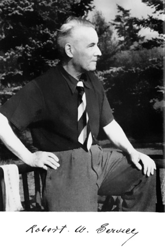 Photo of Robert W. Service with his reproduced signature under