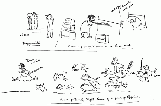 Hand-written note with drawings.